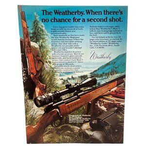 Weatherby Mark V Rifles Print Ad Vintage 1982 Magnum Lazermark Hunting